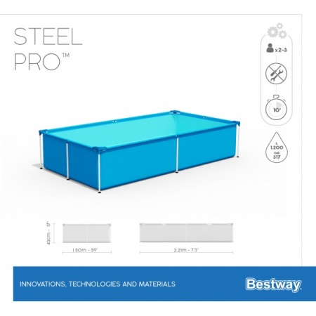 Bestway 56401 BW Каркасный бассейн Steel Pro 221х150х43см, 1200л